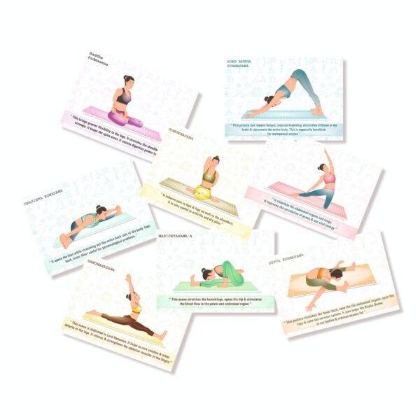 Vantagekart Sitting Position Yoga Wall Posters for Home and Yoga Rooms - (Paper, A5 Size, 21 x 14.8 X 0.1 cm, Multicolour) -Set of 32 Self Adhesive Cards