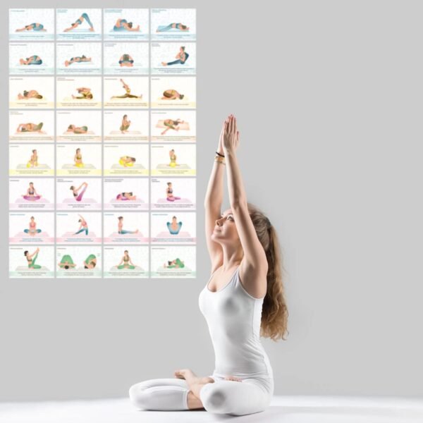 Vantagekart Sitting Position Yoga Wall Posters for Home and Yoga Rooms - (Paper, A5 Size, 21 x 14.8 X 0.1 cm, Multicolour) -Set of 32 Self Adhesive Cards - Image 7