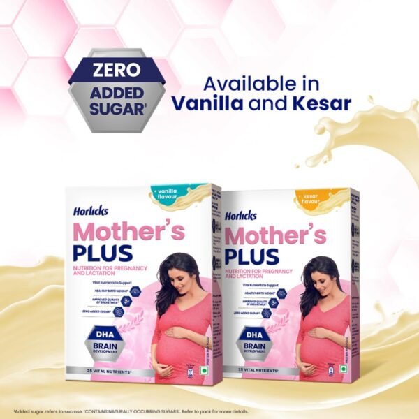 Horlicks Mother's Plus Vanilla 400g Refill, No Added Sugar | Protein Powder for Pregnancy, Breastfeeding | Health Drink with DHA for Brain Development - Image 5