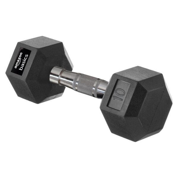 Amazon Basics Rubber Encased Hex Dumbbell Weight Set of 2, 2 X 10 Kg, 20 Kgs - Image 2