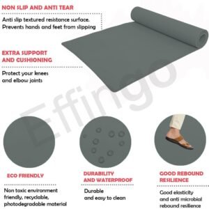 Spokofit Ethylene Vinyl Acetate : Eco Friendly Non Skid & Surface Sticky Yoga Mat For Home, Gym, Outdoor Workout, Yoga Aasan, Meditation & Fitness.(4Mm) (Grey)