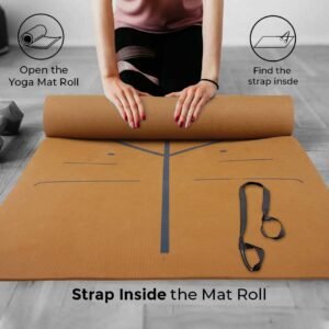 Yogarise 6mm TPE Anti-Skid Yoga Mat Extra Thick with Carry Bag For Home Gym & Outdoor Workout, Water-Resistant (Tan)