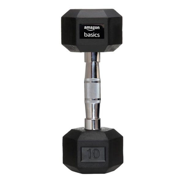 Amazon Basics Rubber Encased Hex Dumbbell Weight Set of 2, 2 X 10 Kg, 20 Kgs - Image 4