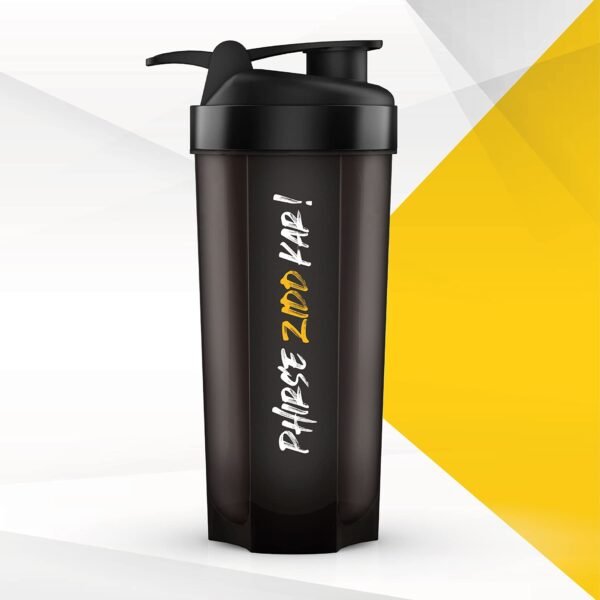 MuscleBlaze Phirse Zidd Kar, Shaker (Black, 650ml) | Leakproof, BPA-Free Blender Bottle | Ideal for Whey Protein, Preworkout & BCAA Shakes - Image 2