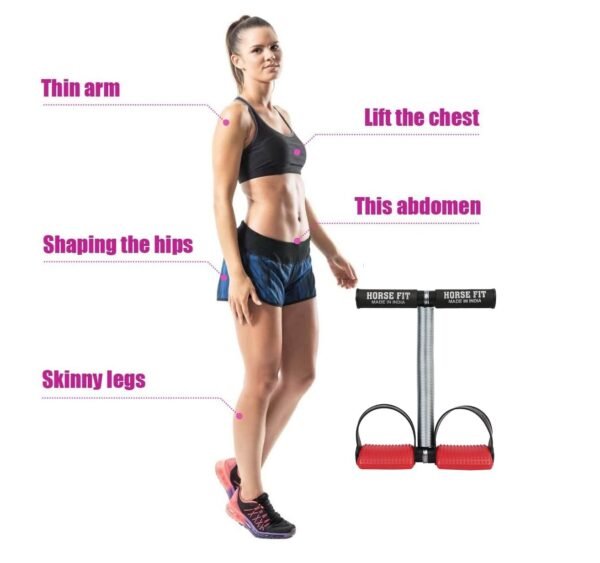 HORSE FIT Tummy Trimmer Single Spring for Men & Women - Ab Exercise Equipement, Abdominal Workout Tummy Trimmer for Home & Gym Use - Stomach, Abs, Belly Exercise (RED) - Image 3