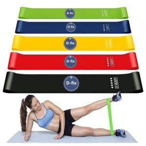 D-fix® Resistance Bands Set for Men and Women, Pack of 5 Different Levels Elastic Band for Home Gym Long Exercise Workout – Great Fitness Equipment for Training, Yoga -Multicolor