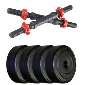 Simran sports PVC Adjustable Dumbbells Set and Fitness Kit for Men and Women Whole Body Workout (10KG SET) Black