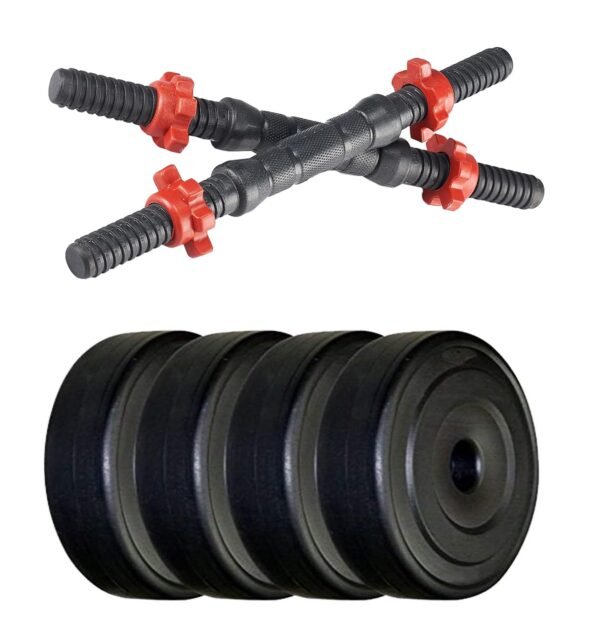 Simran sports PVC Adjustable Dumbbells Set and Fitness Kit for Men and Women Whole Body Workout (10KG SET) Black