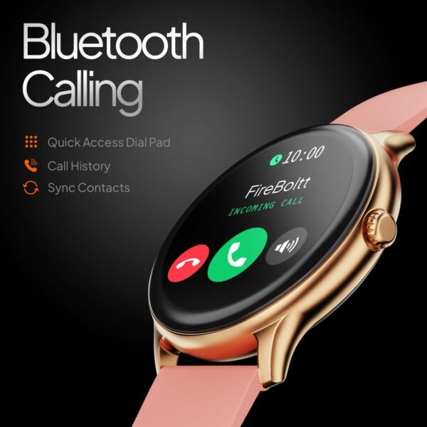 Fire-Boltt Phoenix Pro 35.3mm (1.39 inch) Bluetooth Calling Smartwatch, AI Voice Assistant, Metal Body with 120+ Sports Modes, SpO2, Heart Rate Monitoring (Gold Pink) - Image 3