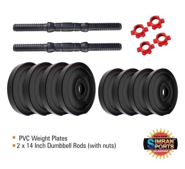 Simran sports PVC Adjustable Dumbbells Set and Fitness Kit for Men and Women Whole Body Workout (10KG SET) Black - Image 3