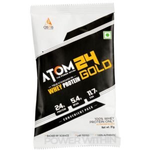 Asitis Nutrition ATOM 24 Gold Whey Protein Single Serving Sachet – 31 grams | Combination Of Whey Isolate & Concentrate | 24g Protein | 5.4g BCAA | 11.7g EAA