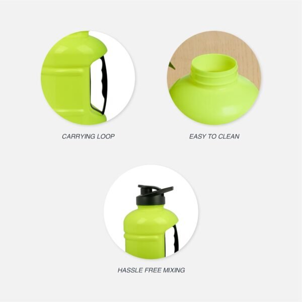Amazon Brand - Symactive Leakproof Unbreakable Gym Protein Shaker Gallon Bottle with Carry Loop, BPA-Free (Colour: Neon Yellow, 1800 ml),Plastic - Image 4