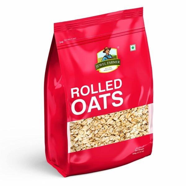 JEWEL FARMER Rolled Oats for Breakfast Fiber & Protein Rich Healthy Cereal Weight Loss Diet Food (500g)
