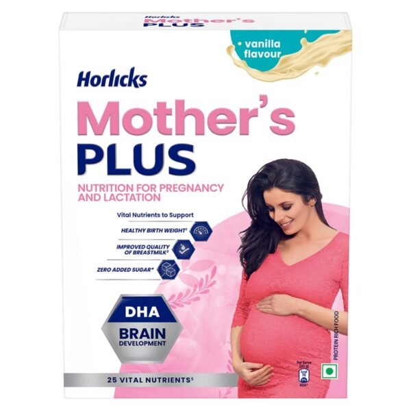 Horlicks Mother's Plus Vanilla 400g Refill, No Added Sugar | Protein Powder for Pregnancy, Breastfeeding | Health Drink with DHA for Brain Development