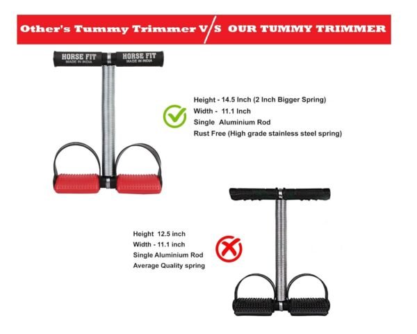 HORSE FIT Tummy Trimmer Single Spring for Men & Women - Ab Exercise Equipement, Abdominal Workout Tummy Trimmer for Home & Gym Use - Stomach, Abs, Belly Exercise (RED) - Image 9