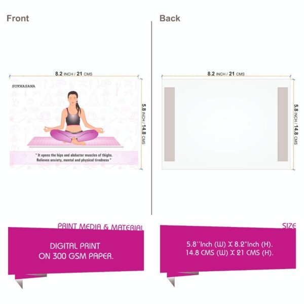 Vantagekart Sitting Position Yoga Wall Posters for Home and Yoga Rooms - (Paper, A5 Size, 21 x 14.8 X 0.1 cm, Multicolour) -Set of 32 Self Adhesive Cards - Image 2