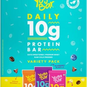 Yogabar Variety Pack 10 grams Protein Bars [Pack of 6], Protein Blend & Premium Whey,100% Veg, Rich Protein Bar with Date, Vitamins, Fiber, Energy & Immunity for fitness.