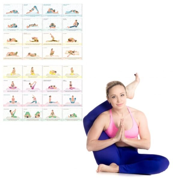 Vantagekart Sitting Position Yoga Wall Posters for Home and Yoga Rooms - (Paper, A5 Size, 21 x 14.8 X 0.1 cm, Multicolour) -Set of 32 Self Adhesive Cards - Image 5