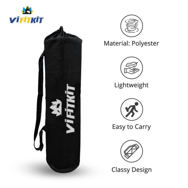 Vifitkit Carry Bag for Yoga Mats with Premium-Quality Zipper & Durable Strap, Polyester Material, Easy-to-Carry & Lightweight (Black) - Image 2