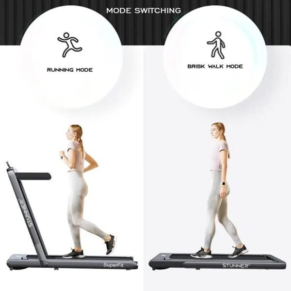 Stunner Fitness Superfit 2.25HP (4.0HP Peak) Motorised Treadmill, MP3, Smart Phone App,for Cardio Workout at Home (Black)(Pre-installed) - Image 4