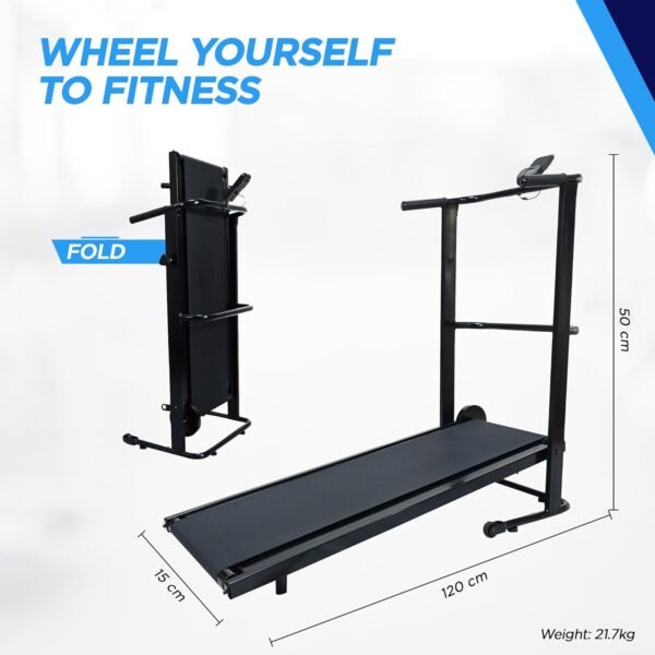Reach T-95 Falcon Manual Treadmill for Home Workout | Foldable Treadmill with Wheels & Manual Incline | Fitness Machine for Home Gym with LCD Display | 12 Months Warranty | Max User Weight 100 kg - Image 3