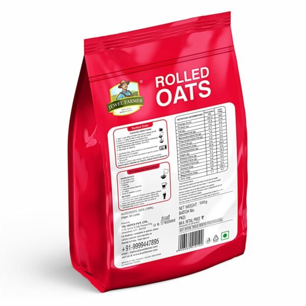 JEWEL FARMER Rolled Oats for Breakfast Fiber & Protein Rich Healthy Cereal Weight Loss Diet Food (500g) - Image 5