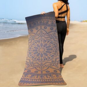 Yogarise Perfumed TPE Yoga Mat with Mandala Print and Carry Bag for Men and Women, Non-Slip Texture, Extra Wide & Thick TPE Exercise Mat For Home, Pilates, Gym & Fitness, Durable, Sweat-Resistant (6mm, Brown)