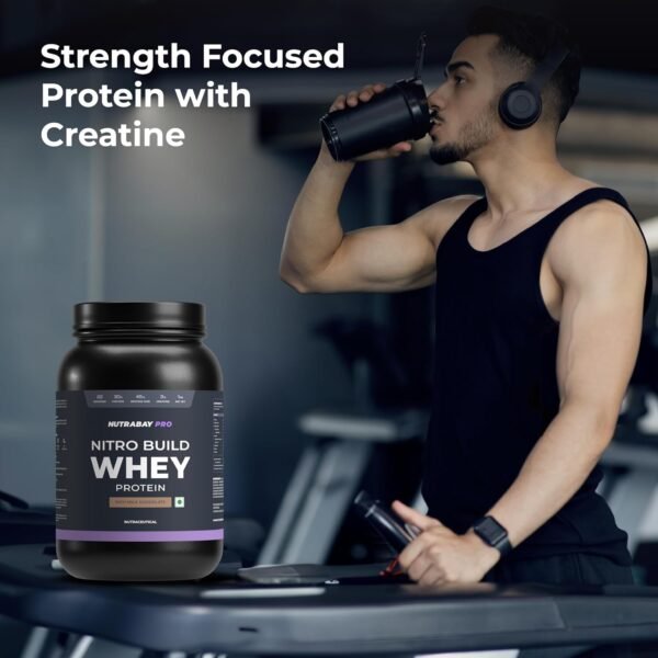 Nutrabay Pro Nitro Build Whey Protein Powder - 1kg, Milk Chocolate | 30g Protein, 3g Creatine, 6.6g BCAA | Easy to Digest | NABL Lab Tested | Muscle Growth & Recovery | Gym Supplement for Men & Women - Image 5