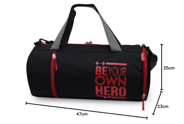 SFANE Polyester Red Duffel Gym Bag, Shoulder Bag, Sports Bag for Men & Women with Separate Shoe Compartment (Black) (Red) Set Of 1 - Image 6