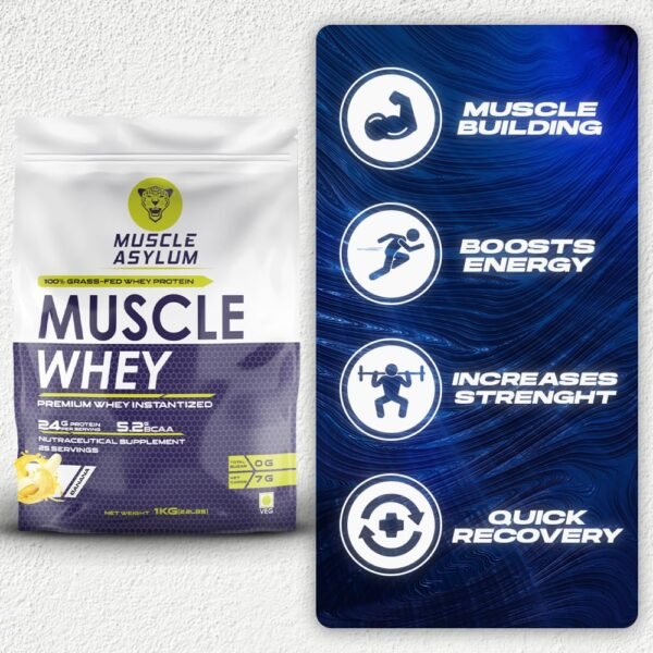 Muscle Asylum Premium Whey Protein l 1kg, 25 Servings l Banana l With Genuine Lab Reports l Muscle Building & Recovery | Increased Muscle - Image 5