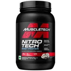 MuscleTech Nitro-Tech Whey Protein, 907g (2lbs), Cookies & Cream, 30g Protein, 3g creatine monohydrate, 6.7g BCAA, ultimate muscle building formula, increase strength & performance