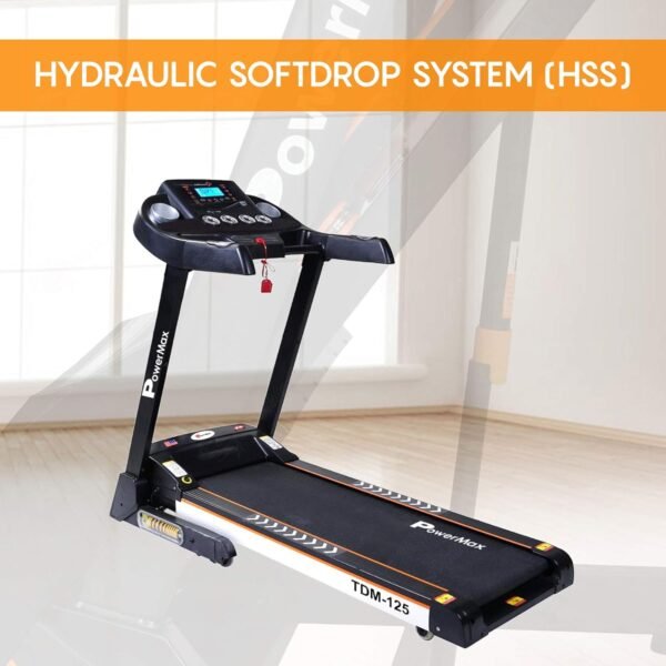 PowerMax Fitness TDA-125 SERIES (4.0HP Peak) Motorized Foldable, Electric Treadmill【LCD Display | BMI | Spring Resistance】Running Machine for Max Pro-Workout by Walk, Run & Jog at Home - Image 5