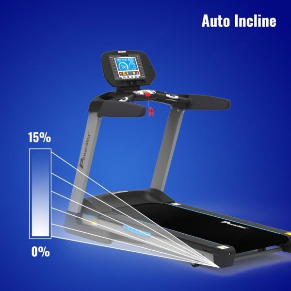 PowerMax Fitness TDA-550 (6.0HP Peak) Motorized Treadmill with Bluetooth App for Android & iOS, Hi-Fi Speaker, Automatic Incline, Home Use & 400m Track UI - Image 6