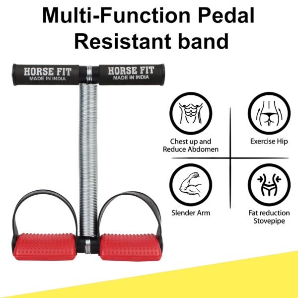 HORSE FIT Tummy Trimmer Single Spring for Men & Women - Ab Exercise Equipement, Abdominal Workout Tummy Trimmer for Home & Gym Use - Stomach, Abs, Belly Exercise (RED) - Image 2