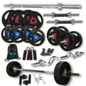 HASHTAG FITNESS 10kg to 100kg gym equipment for home workout with steel plates,metal integrated rubber weights,5ft rod,dumbbell set for home gym (10kg, Metal Integrated Rubber)(Adjustable)