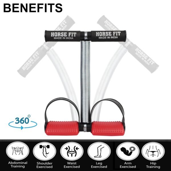 HORSE FIT Tummy Trimmer Single Spring for Men & Women - Ab Exercise Equipement, Abdominal Workout Tummy Trimmer for Home & Gym Use - Stomach, Abs, Belly Exercise (RED) - Image 4