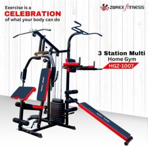 Zorex Fitness 3 Station Home Gym HGZ-1007| Multi Function Exercise Home Gym| All in one Equipments for Men workout Machine Chest Biceps Shoulder Back Triceps Legs Muscle Multiple Exercise for Home use