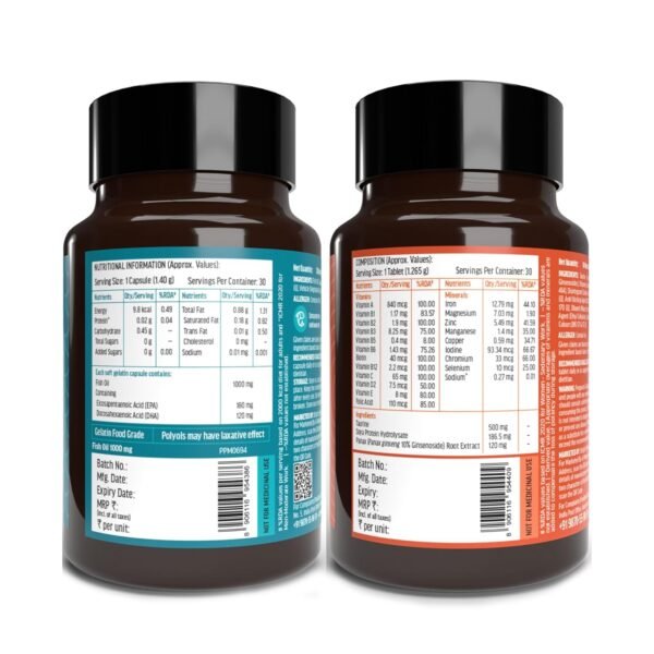 HealthKart hk vitals Fish Oil and Multivitamin (30 Tablets Each) Combo Pack | 1000mg Omega 3 with 180mg EPA & 120mg DHA | Enhances Energy, Immunity & Joints Health - Image 3
