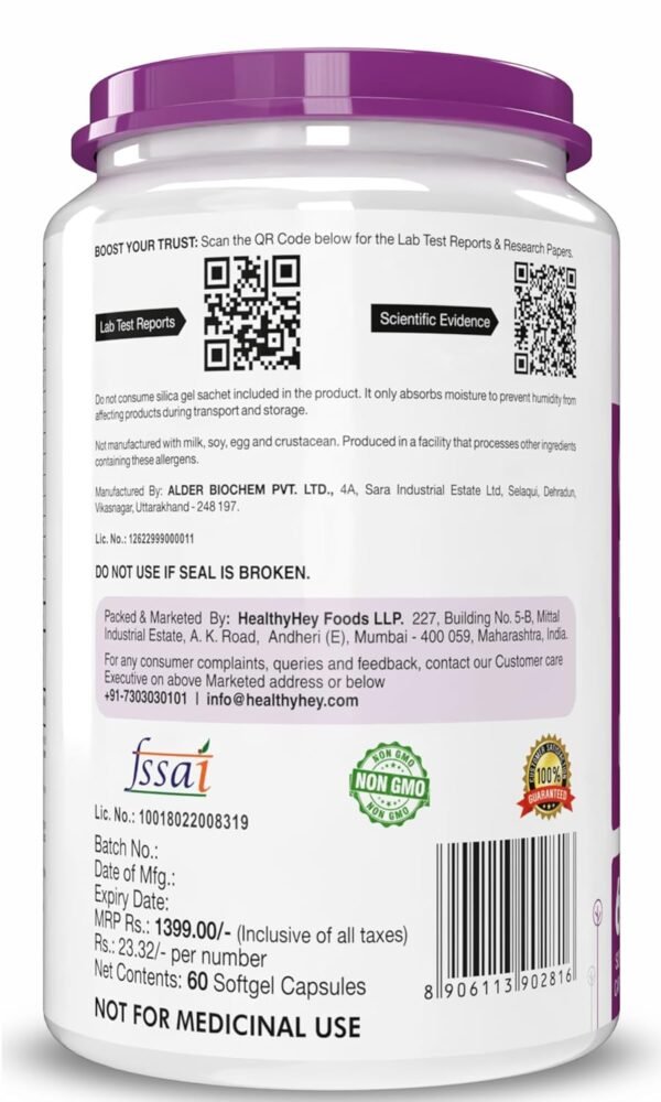HealthyHey Nutrition Omega 3 Fish Oil for Men - 2000 Mg/serving - 60 Softgel Capsules (600 EPA & 400 DHA) - Image 9