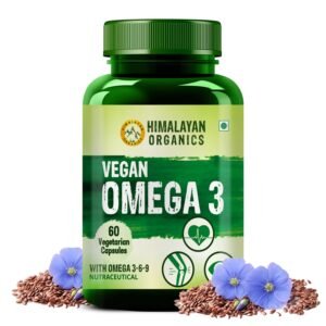 Himalayan Organics Omega 3 6 9 Vegan Natural Nutrition Supplement for Muscle, Bone, Heart & Skin – 60 Capsules