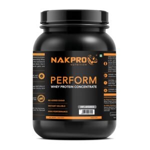 NAKPRO Perform Whey Protein Concentrate 1kg Unflavoured, Jar | 26g Protein, 5.7g BCAA | Trustified Certified 100% Authentic Supplement Powder & No Adulteration | Fast Absorbing Whey Protein Powder