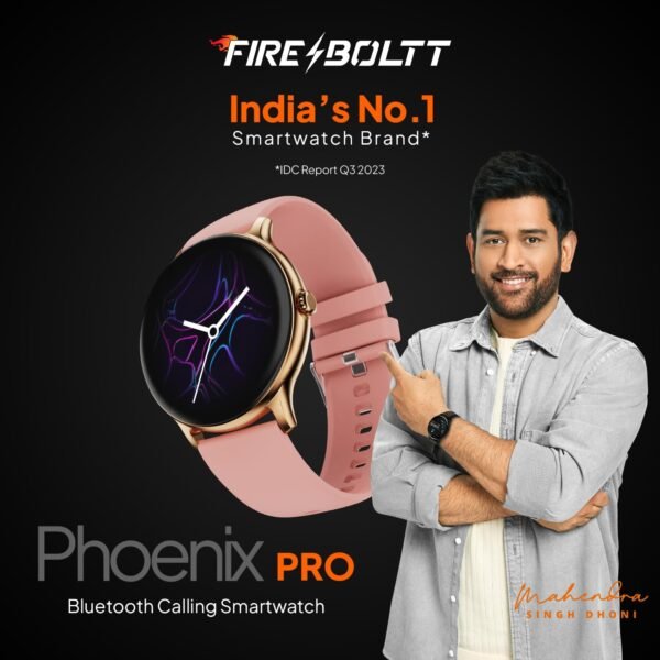 Fire-Boltt Phoenix Pro 35.3mm (1.39 inch) Bluetooth Calling Smartwatch, AI Voice Assistant, Metal Body with 120+ Sports Modes, SpO2, Heart Rate Monitoring (Gold Pink) - Image 2