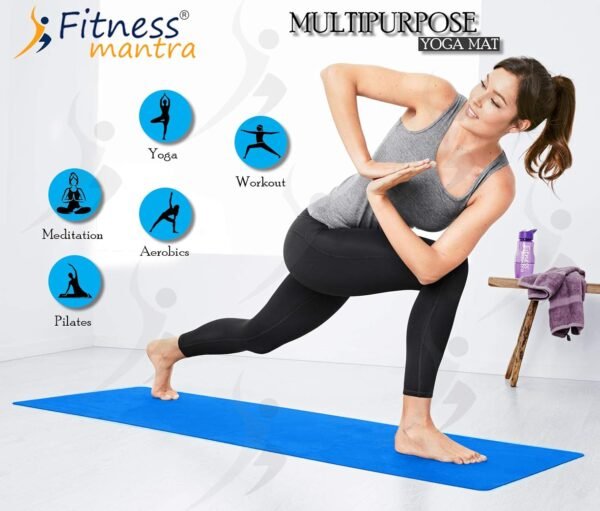 Fitness Mantra ® 6MM Light Weight Anti Skid Extra Large Made by EVA Quality Yoga Mat with Shoulder Strap (Blue) - Image 7