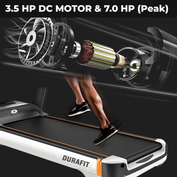 Durafit - Sturdy, Stable and Strong Focus Multifunction 7 Hp Peak Dc Motor Foldable Treadmill Auto Incline Max Speed 18 Km/Hr Max User Weight 150 Kg Spring Suspension Technology - Image 3