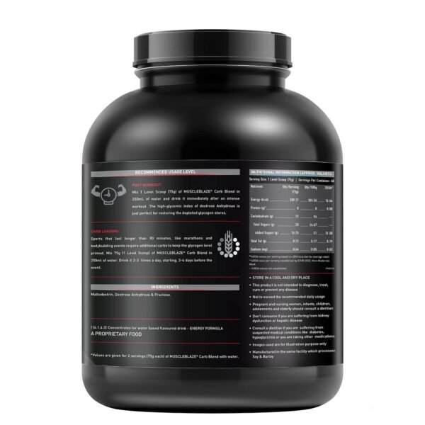 MuscleBlaze Carb Blend (Unflavoured, 3kg / 6.6lbs) | Active Energy Formula - Image 6