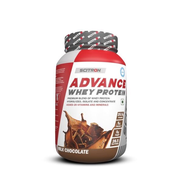 Scitron Advance Whey Protein 1Kg (28.5 Servings, 25.5g Protein, 5g BCAAs, 0g Sugar, 20 Vitamins & Minerals) Certified by Labdoor, USA | Sourced from Glanbia Nutrition | Certified by Informed Choice