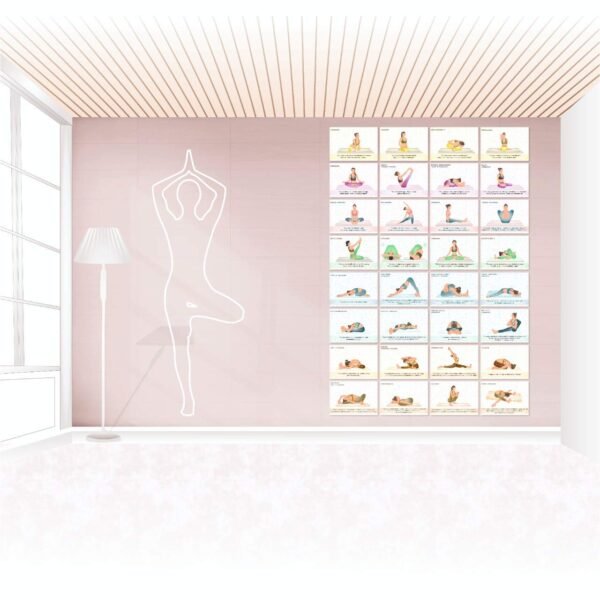 Vantagekart Sitting Position Yoga Wall Posters for Home and Yoga Rooms - (Paper, A5 Size, 21 x 14.8 X 0.1 cm, Multicolour) -Set of 32 Self Adhesive Cards - Image 4
