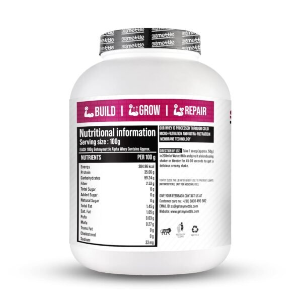 swasthum Mettle Alpha Whey Protein|35.06G Protein|No Added Sugar|100% Whey|High Content Of Bcaa|Whey Protein(Belgian Chocolate, 2Kg) - Image 2