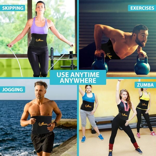 Sweat Slim Belt for Fat Loss, Weight Loss and Tummy Trimming Exercise for Both Men and Women Black - Image 2
