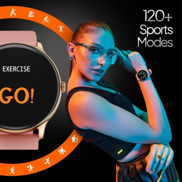 Fire-Boltt Phoenix Pro 35.3mm (1.39 inch) Bluetooth Calling Smartwatch, AI Voice Assistant, Metal Body with 120+ Sports Modes, SpO2, Heart Rate Monitoring (Gold Pink) - Image 5